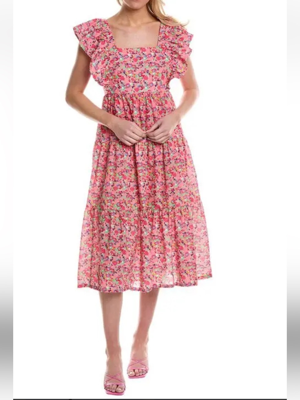 CROSBY by Mollie Burch Eloise Pink Floral Tie Midi Dress